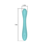 Spectrum Essentials Silicone G-spot Vibrator Blue dimensions showing length of 7.5 inches and width of 1.25 inches.