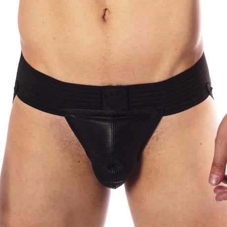 Prowler RED Hole Punch Jock Black M featuring a modern design and unique hole punch pattern in black.