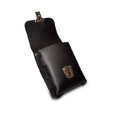 Prowler RED Leather Buckle Pouch Black opened with a sleek black finish and metallic buckle.