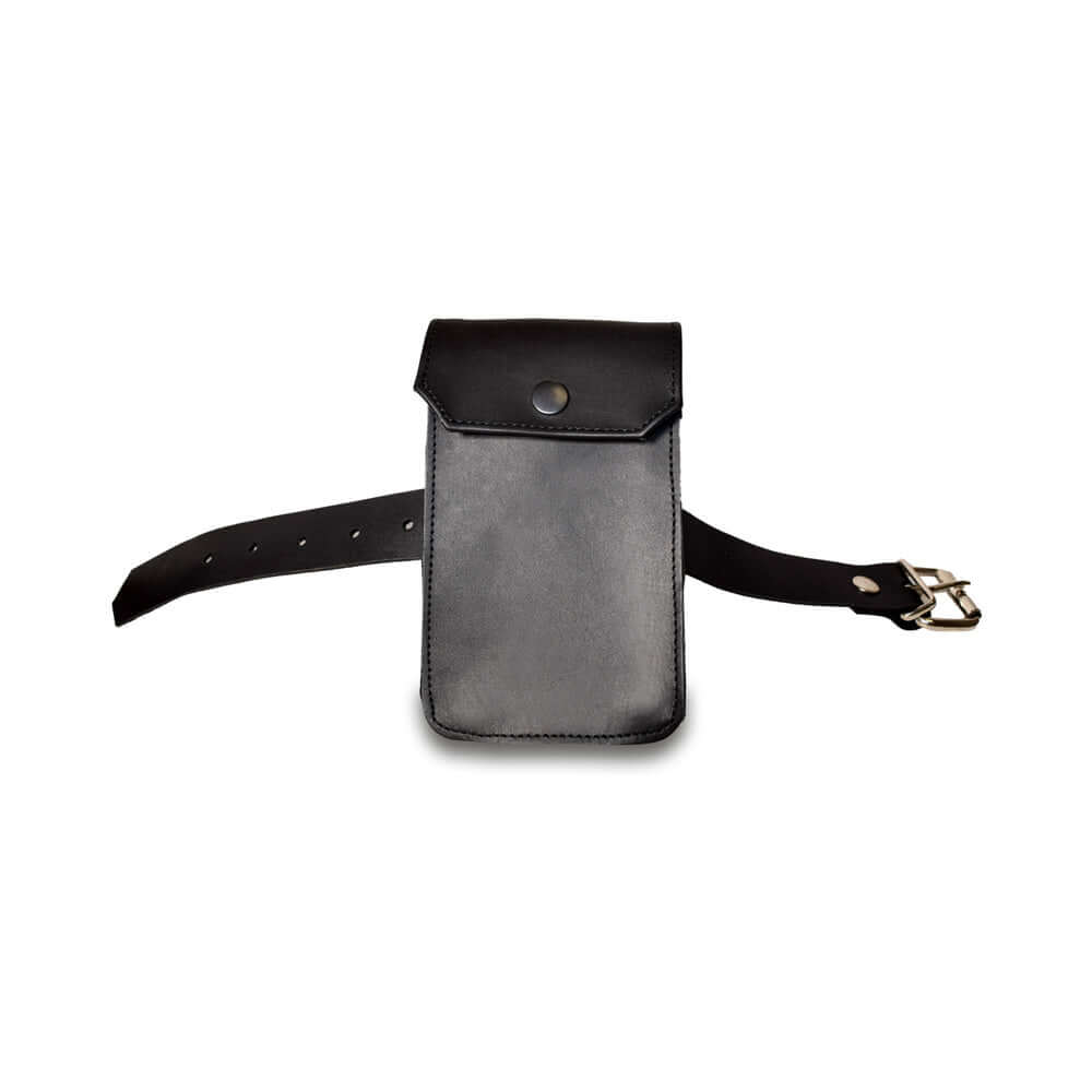 Prowler RED Leather Large Belt Pouch in black leather with adjustable strap for secure, stylish storage.