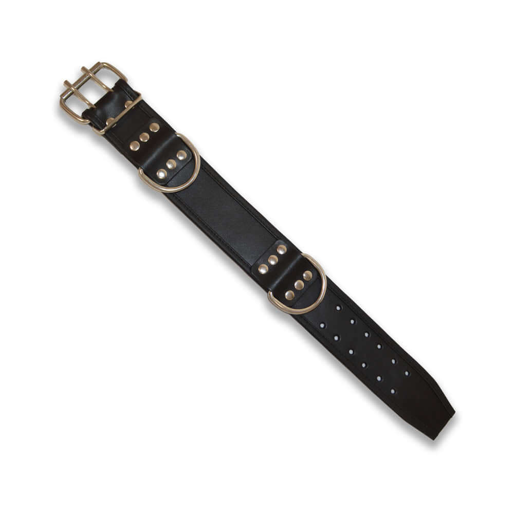 Prowler RED Leather Collar Black L XL featuring sleek black leather and sturdy metal hardware, durable and stylish pet accessory.