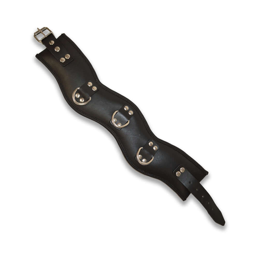 Prowler RED Leather Posture Collar Black L XL displayed on a white background, showcasing its stylish design and quality craftsmanship.