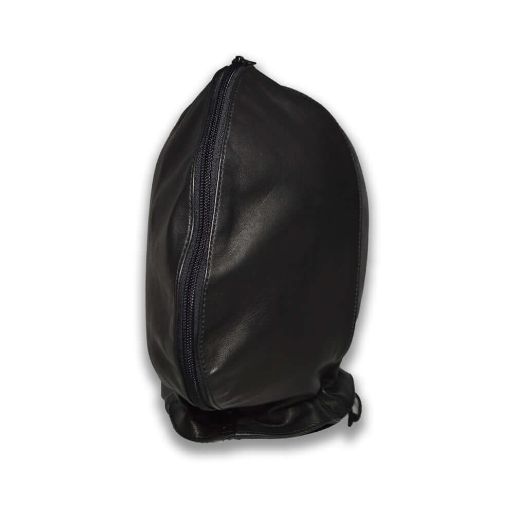 Prowler RED Leather Double Hood with Front Zipper, side view showcasing the sleek design and zipper detail.