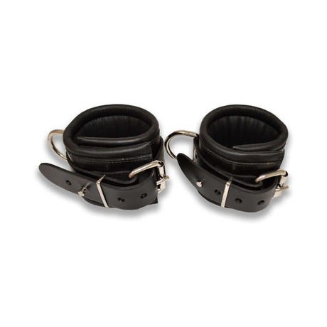 Prowler RED Leather Lockable Wrist Restraints S M made of high-quality genuine leather in black color.