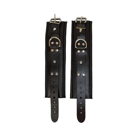 Prowler RED Leather Lockable Ankle Restraints S M, durable and comfortable BDSM restraints in leather.