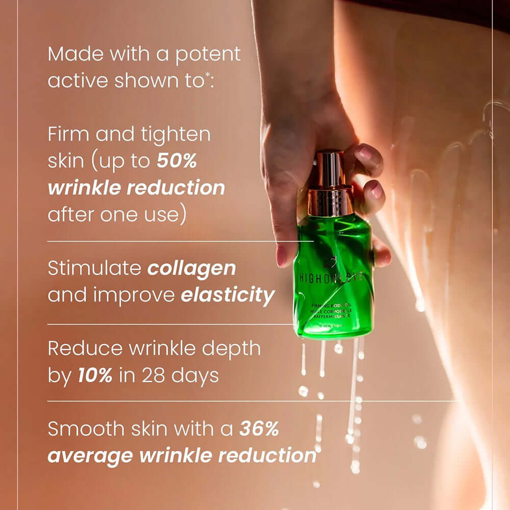 HighOnLove Firming Body Oil 100 ml with benefits of skin firmness and wrinkle reduction