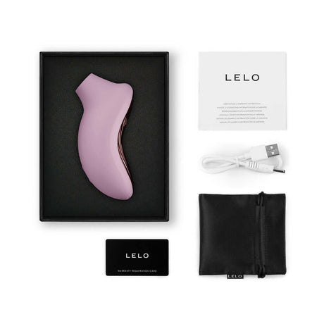 LELO SONA 3 Cruise Clitoral Stimulator Soft Pink in its packaging with accessories.