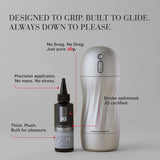 JO Stroker Lubricant 4 Oz next to a sleek stroker, highlighting premium water-based lube features.