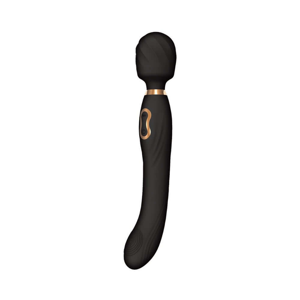 The Beat Dual Pleasure Wand Black provides dual stimulation with a pulsing pad and G-spot massage features.