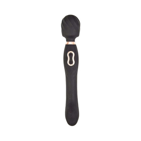 The Beat Dual Pleasure Wand Black features a sleek design with a textured head for enhanced stimulation.