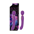 The Beat Dual Pleasure Wand Purple with vibrant packaging showcasing dual-ended design and functions.