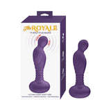 The Royale P-Spot Pleasure Purple prostate massager in packaging showcasing 10 functions and remote control features.