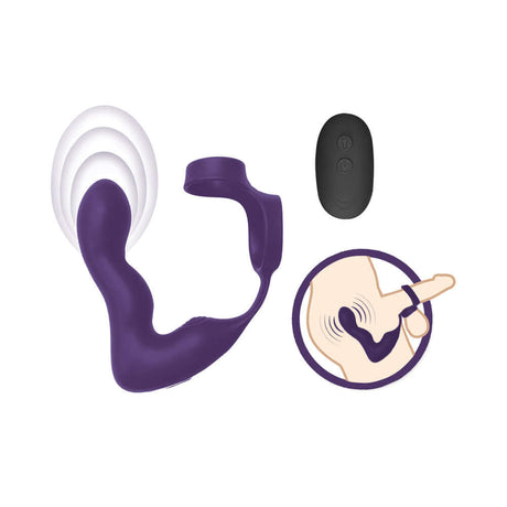 The Royale Inflatable P-Spot Vibe Purple with dual-ring support and remote control for customizable pleasure.