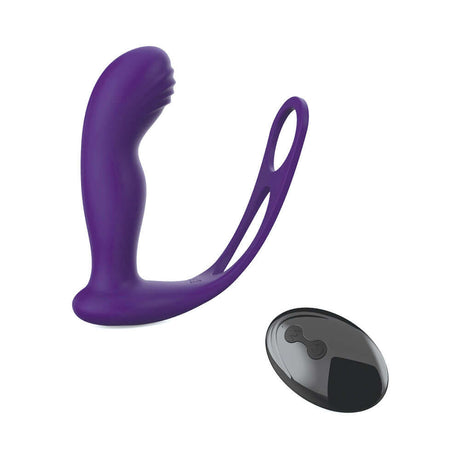 The Royale P-Spot Massager Purple with a sleek design and a rechargeable remote for targeted stimulation.