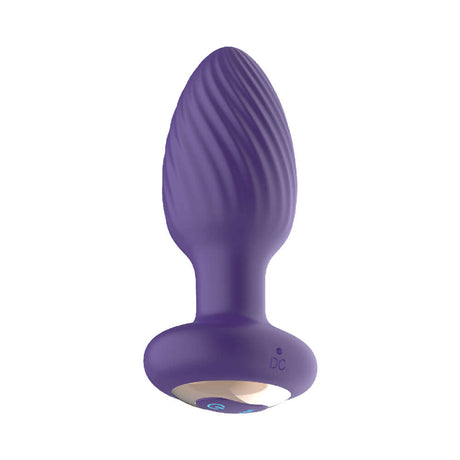 The Royale Rotating Anal Plug Purple showcasing its smooth silicone design and remote control functionality.
