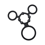 Enhancer Quad Cockring Black - a flexible 4-piece cock ring set for enhanced performance and pleasure.