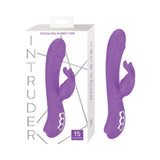 Intruder Wiggling Rabbit Vibe Purple packaging with vibrator featuring 15 functions and dynamic wiggling motion.