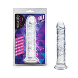 Naturally Yours Gala Sparkling Dildo Clear in packaging, showcasing its glitter-infused design and playful sophistication.