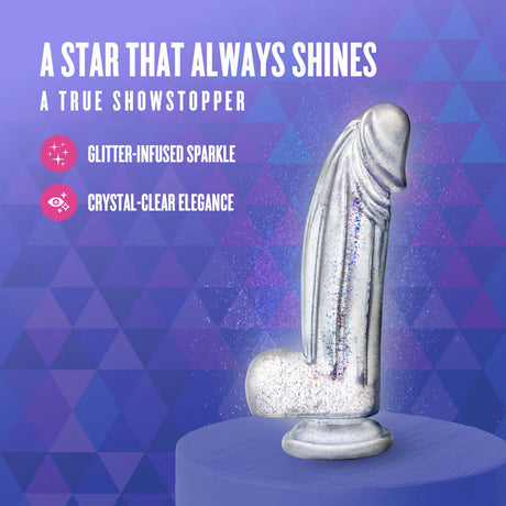Naturally Yours Bling Sparkling Dildo Clear with glitter-infused sparkle and crystal-clear elegance.