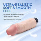Au Naturel Big Easy Vibrating Dildo Beige showcasing its ultra-realistic soft and smooth feel with dual-density design.