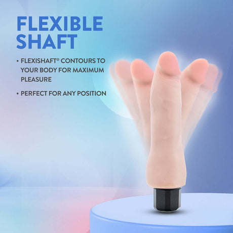 Au Naturel 8.75 inch Vibrating Dildo Vanilla Ice Beige showcasing flexible shaft design for pleasure.