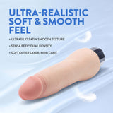 Au Naturel 8.75 inch Vibrating Dildo Vanilla Ice Beige showcasing ultra-realistic soft and smooth feel with satin texture.