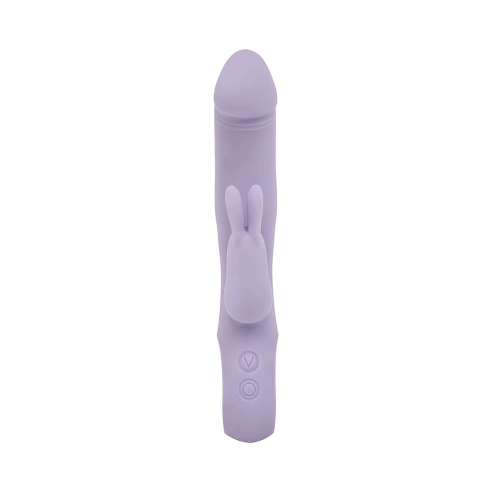 Adam and Eve Thrust Bunny Triple-Stimulating Rabbit Vibrator in lavender color with sleek design and dual stimulation features.