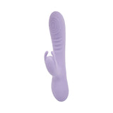 Adam and Eve Tickle Me Softly Soft Flexible Rabbit Vibe in purple silicone design for dual stimulation.