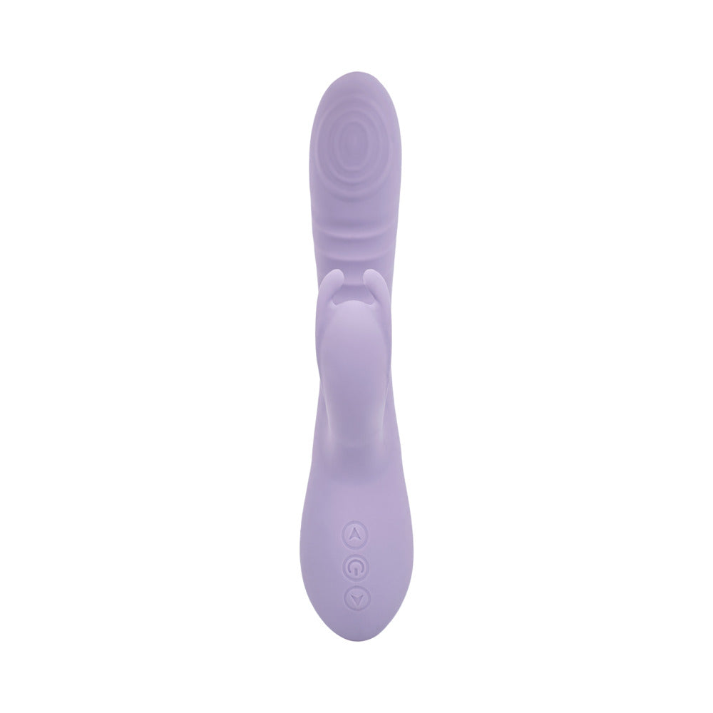 Adam and Eve Tickle Me Softly Soft Flexible Rabbit Vibe in soft purple silicone for luxurious dual-stimulation.