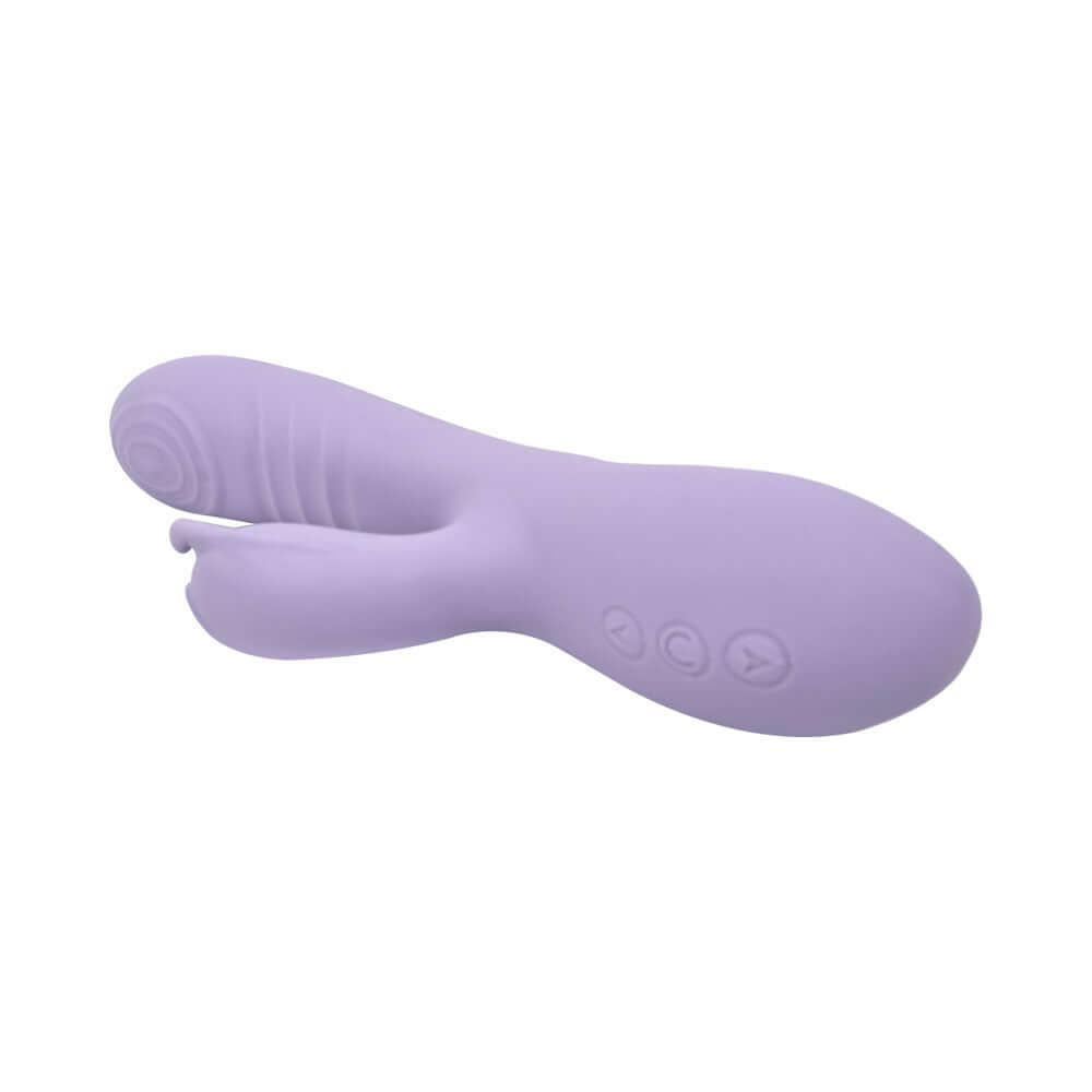 Adam and Eve Tickle Me Softly Soft Flexible Rabbit Vibe in soft purple silicone with easy-to-use controls.