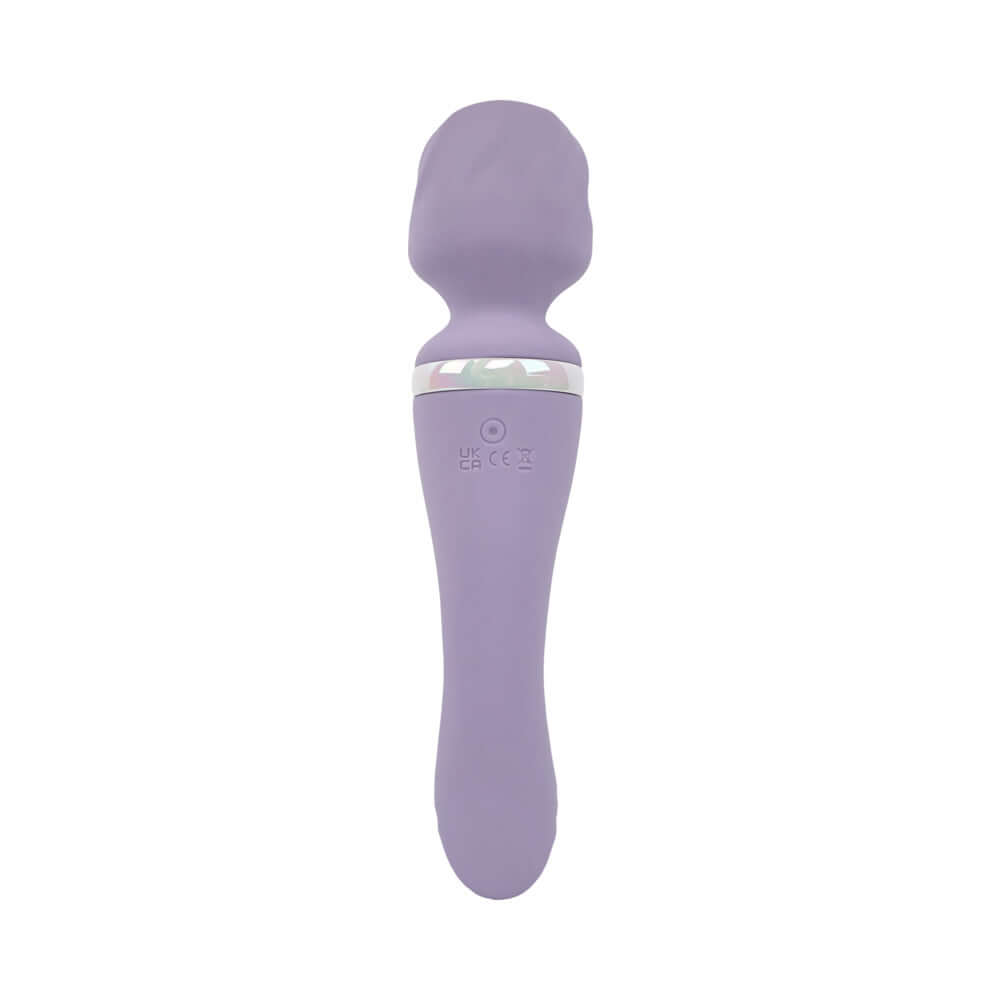 Adam and Eve Wand and Done Dual End Vibrating Wand in purple silicone design for versatile pleasure.