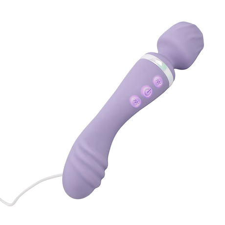 Adam and Eve Wand and Done Dual End Vibrating Wand in light purple with buttons for varied vibration settings.