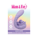Adam and Eve Lilac Licks Dual Clitoral Tongue Teaser in lilac color with soft silicone design for dual stimulation.