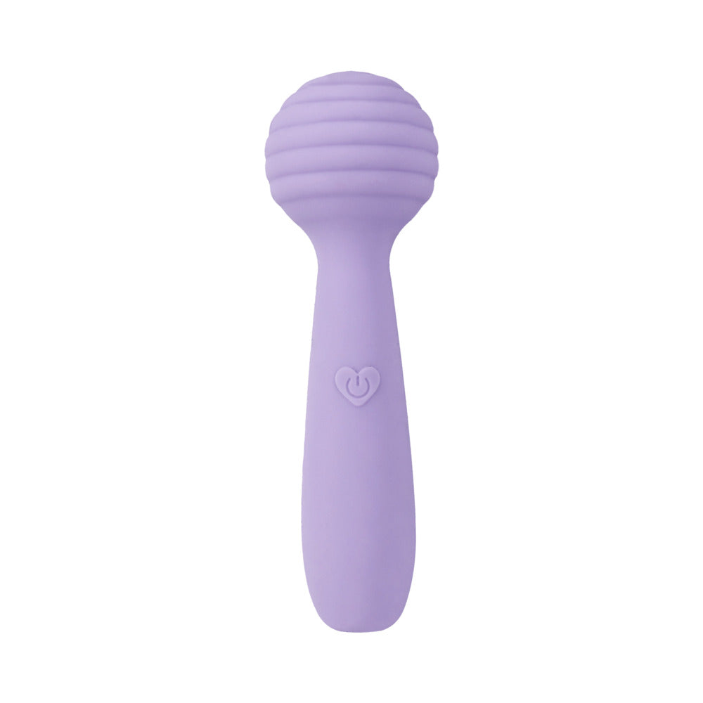 Adam and Eve Bendy Bitty Wand Massager in lavender color, featuring a flexible rounded head for targeted vibrations.