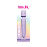 Adam and Eve Lilac Love Wand Massager with heart design and 10 vibrating modes, splashproof and USB rechargeable.