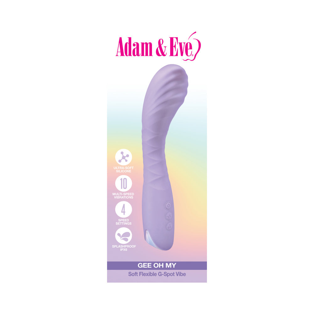 Adam and Eve Gee Oh My Soft Flexible G-spot Vibe with 10 vibration patterns and 4 intensity settings.