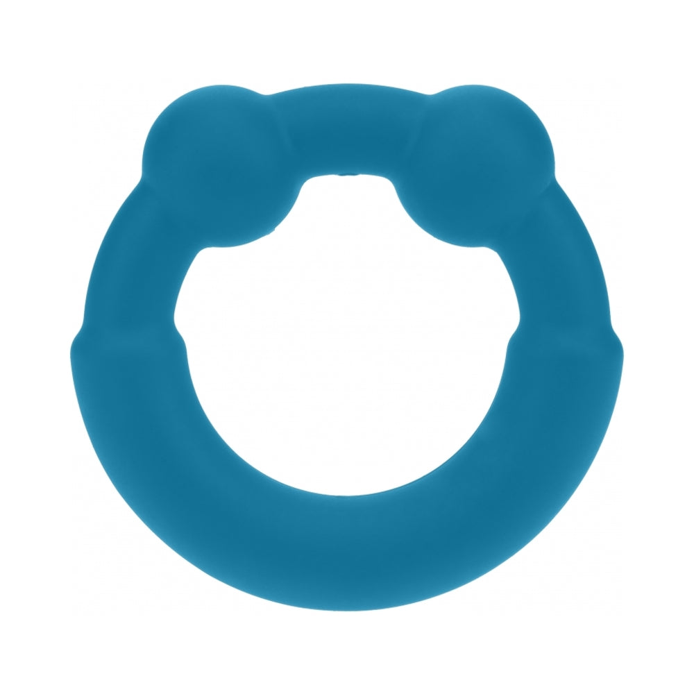 Levelz Metal & Silicone Cock Ring Teal featuring soft silicone and weighted metal for enhanced pleasure.