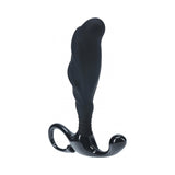 LEVELZ Rippled with Hard Loop Silicone Prostate Massager Large Black showcasing ergonomic silicone design.