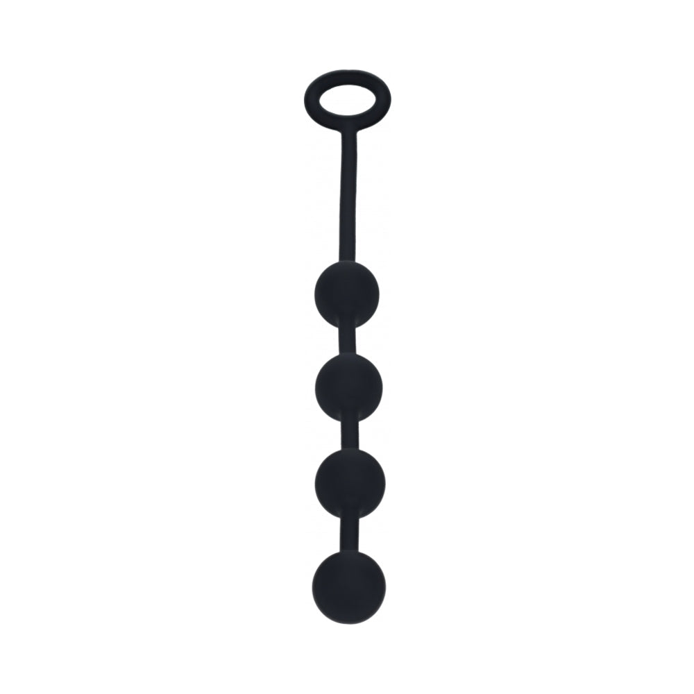 Levelz Round Silicone Anal Balls Small 20mm Black displayed on a white background showcasing its sleek design.