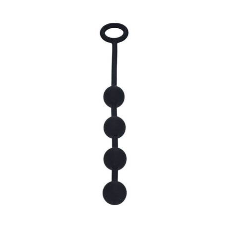 Levelz Round Silicone Anal Balls Small 20mm Black displayed on a white background showcasing its sleek design.