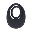 LEVELZ Vibrating Liquid Silicone Cock & Ball Ring Black showcasing sleek design and flexible silicone material.
