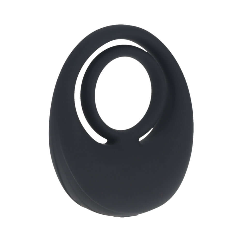 LEVELZ Vibrating Liquid Silicone Cock & Ball Ring Black showcasing sleek design and flexible silicone material.