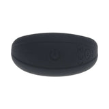 LEVELZ Vibrating Liquid Silicone Cock & Ball Ring Black remote control design with power button.