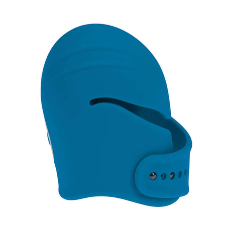 LEVELZ Adjustable Vibrating Silicone Penis Head Stimulator Teal side view showing ergonomic design and adjustable strap.
