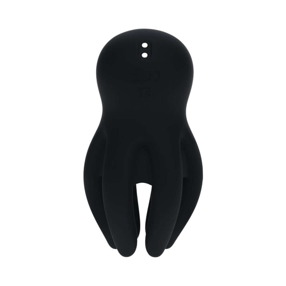LEVELZ Digital Vibrating Silicone Penis Head Stimulator Black in a sleek black design.