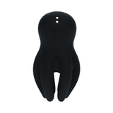 LEVELZ Digital Vibrating Silicone Penis Head Stimulator Black in a sleek black design.