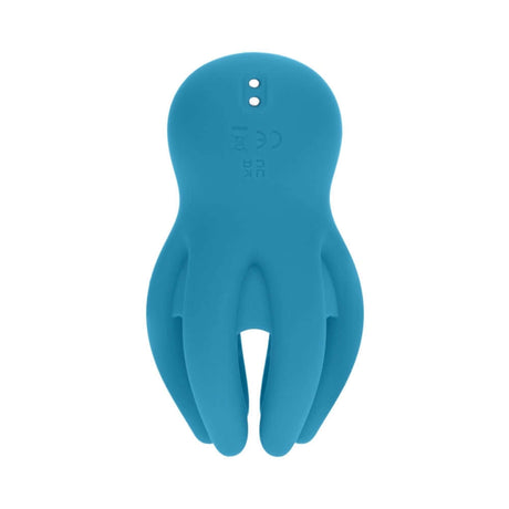 LEVELZ Digital Vibrating Silicone Penis Head Stimulator Teal in a blue octopus design for targeted pleasure and stimulation.