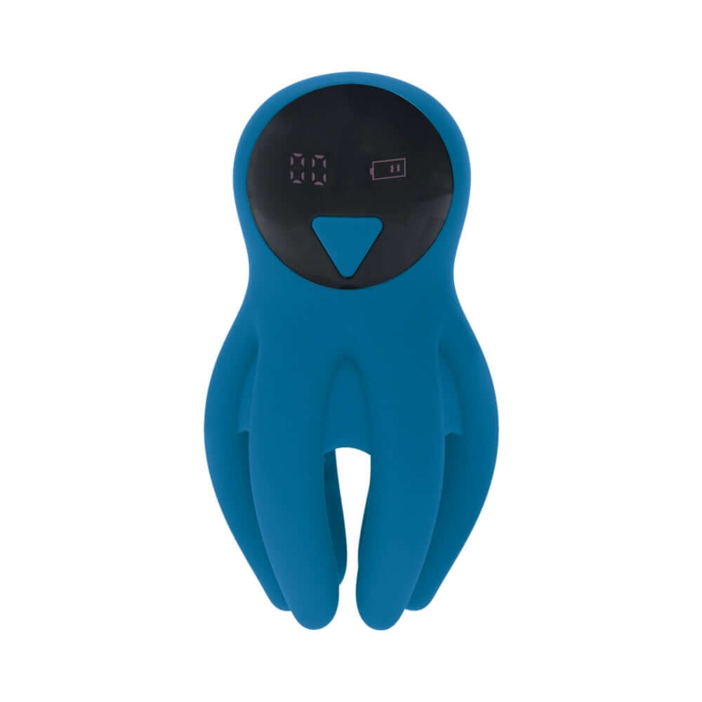 LEVELZ Digital Vibrating Silicone Penis Head Stimulator Teal with a sleek design and digital display.