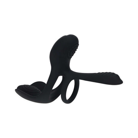 LEVELZ Triple Motor Vibrating Silicone Cock Ring Black designed for powerful stimulation and enhanced performance.