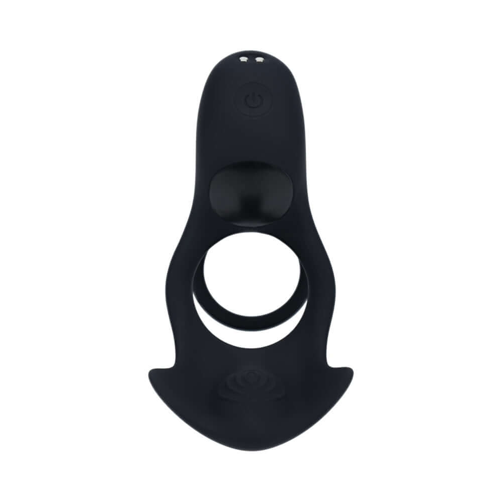 LEVELZ Triple Motor Vibrating Silicone Cock Ring Black with three motors for enhanced stimulation and performance.
